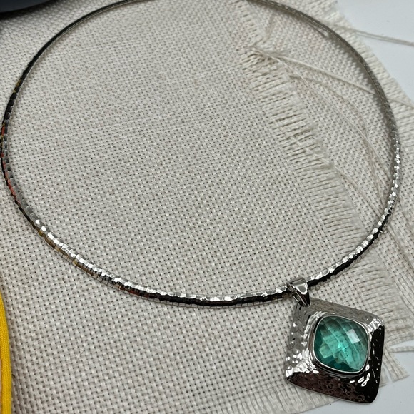 925 Italy Platinum Over Sterling Silver Hammered Pendant Necklace – 26.2g - Picture 9 of 17